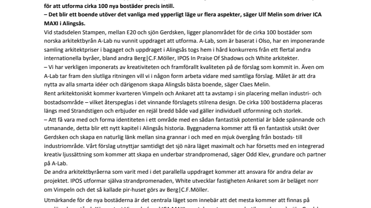Norsk arkitektbyrå utformar Alingsås nya strandbostäder