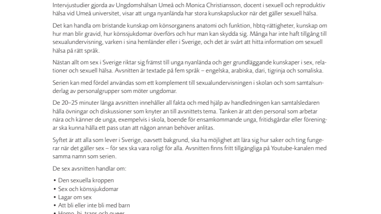 Fakta om webbserien Nästan allt om sex i Sverige