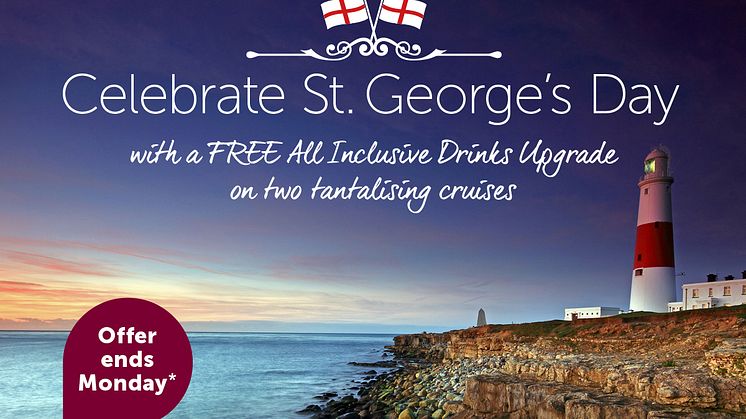 Celebrate St. George’s Day with a free drinks package on Fred. Olsen Cruise Lines!  