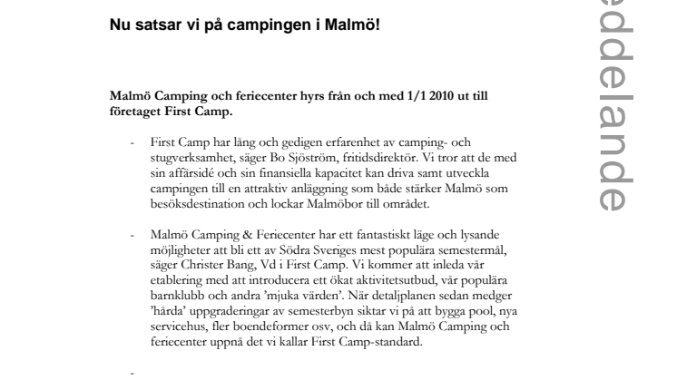 Nu satsar vi på campingen i Malmö!
