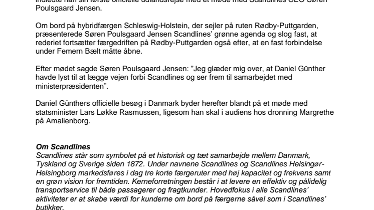 Scandlines CEO mødes med Slesvig-Holstens ministerpræsident