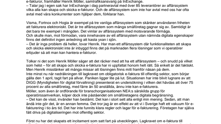 Lugn – ni kan redan infria e-fakturalagen