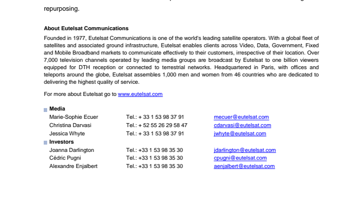 Eutelsat statement on C-Band Alliance 