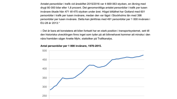 Fler personbilar i landets alla län