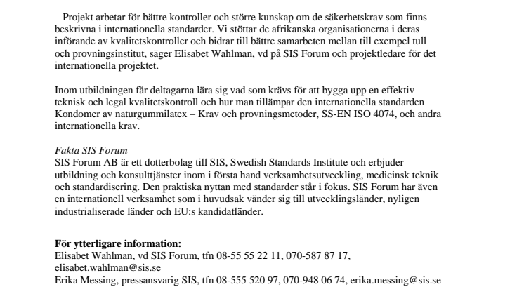 Bättre kvalitetskontroll av kondomer i Afrika