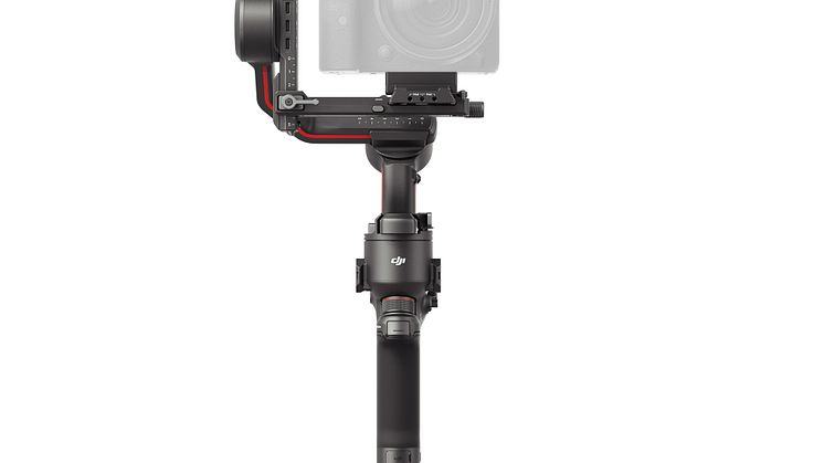 DJI RS 3 - Complete setup - front view (opaque camera, no tripod)