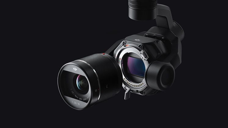 Close Up of lens, DL mount and gimbal horizontal version