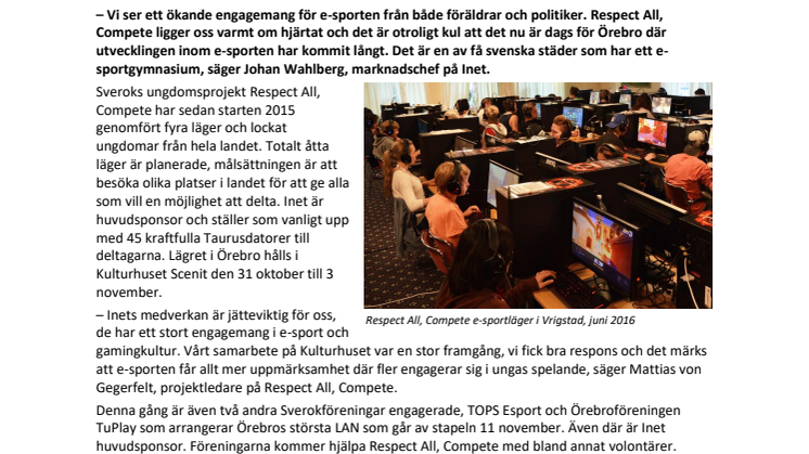 Sveriges mest välkomnande e-sportläger anländer till Örebro