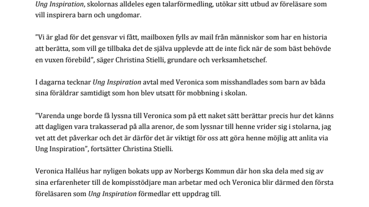 Ung Inspiration förmedlar en maskrosunges berättelse till anti-mobbningssatsning