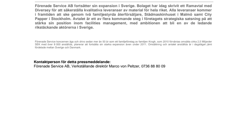 Förenade Service AB skriver nya ramavtal