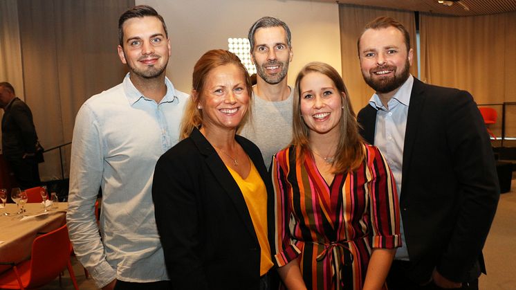Från vänster Ludvig Bohlin, Shimmercat, Jenny Ferry, Sigr, Anders Körning, We-Make, Meiju Vartiainen, Mowida, samt Niclas Lundell, Personalkollen.