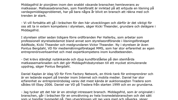 Daniel Kaplan ny ordförande i Middagsfrids styrelse