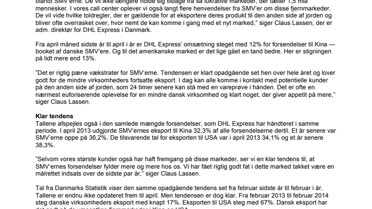 Danske SMV’er i klar fremgang på lukrative fjernmarkeder
