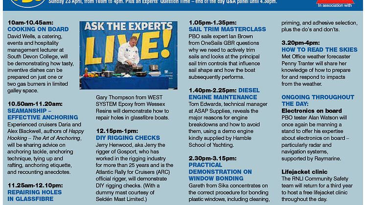 High res image - Sika - Practical Boat Owner’s ‘Ask the Experts Live’ 2017 Talk Schedule 