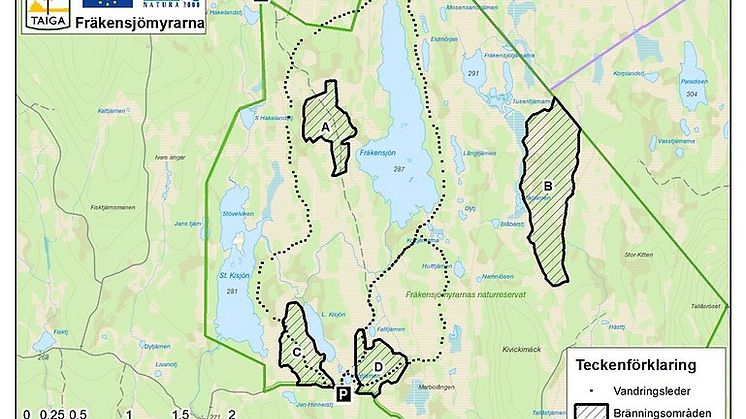 På söndag 28 juli är det dags att bränna område A, C och D i naturreservatet Fräkensjömyrarna. 