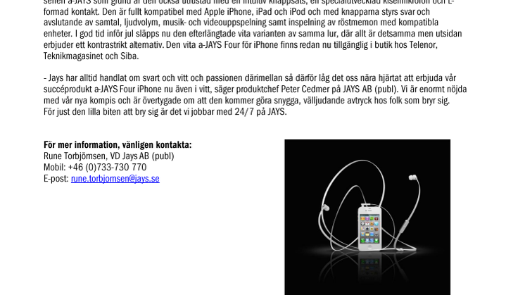 Julen kommer tidigt med vita a-JAYS Four för iPhone – nu i butik