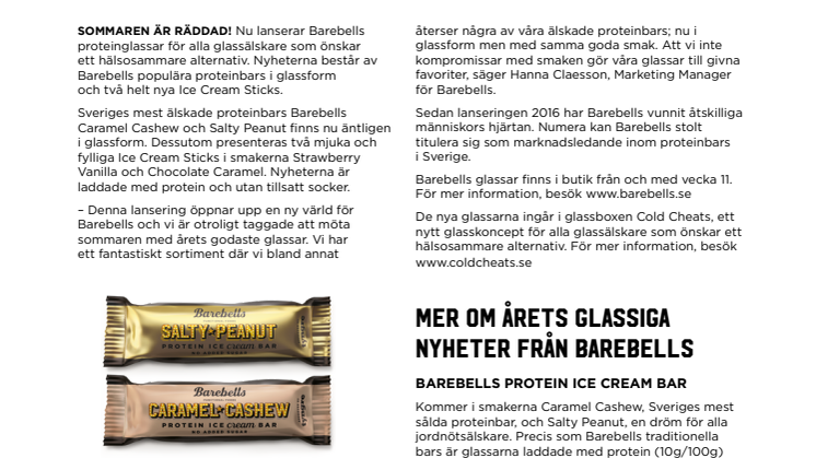 Barebells lanserar årets glassigaste nyhet – Nya proteinglassar utan tillsatt socker 