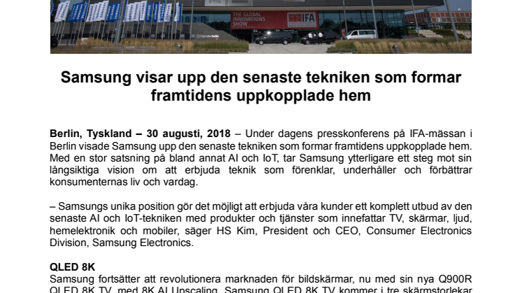 Samsung visar upp den senaste tekniken som formar framtidens uppkopplade hem 
