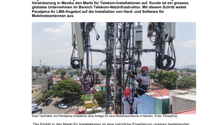 Panalpinas neuer Installationsdienst für die Telekomindustrie bietet alles aus einer Hand