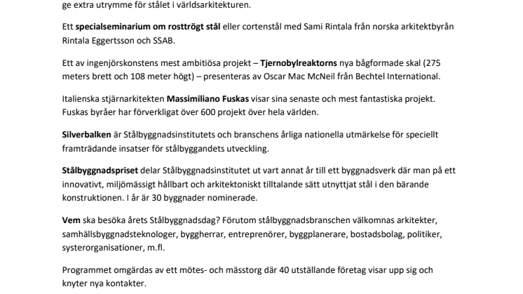 Dubbelt 50-årsfirande med fokus på stål i världsarkitekturen 
