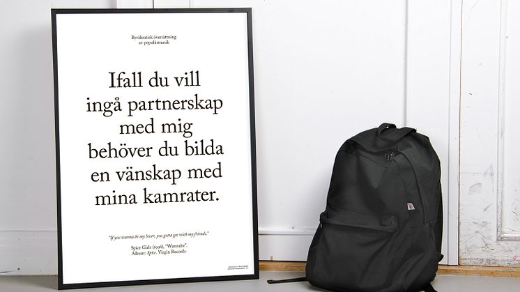 Affischserie "Byråkratiska översättningar av populärmusik" - design Oskar Pernefeldt