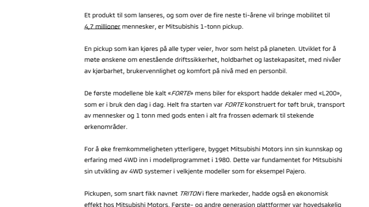 40 år med Mitsubishi pickup suksess