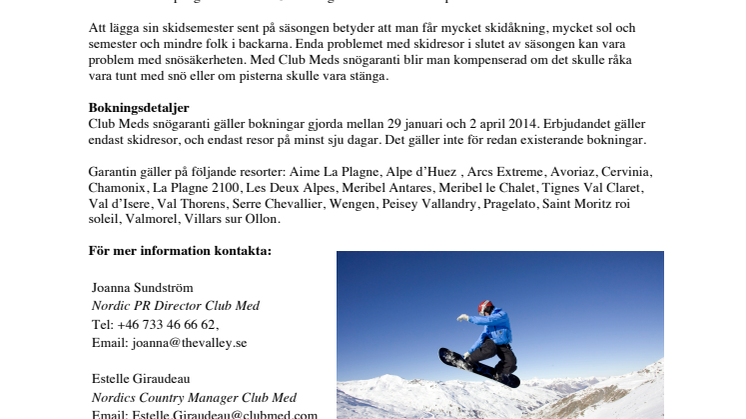 Club Med erbjuder snögaranti på skidresan