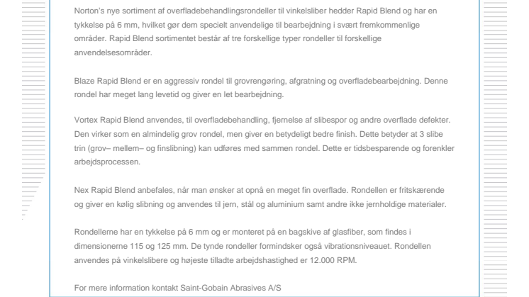 Nye overfladebehandlingsrondeller til vinkelsliber