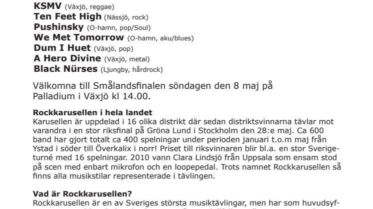 Smålandsfinal i Rockkarusellen 