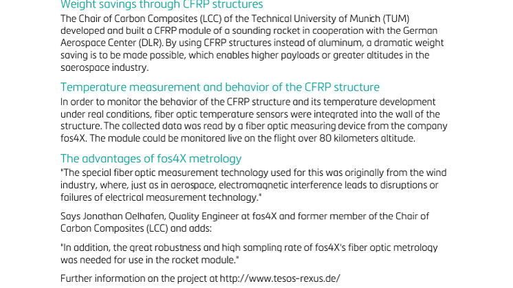 fos4X measurement technology in rocket at the edge of space