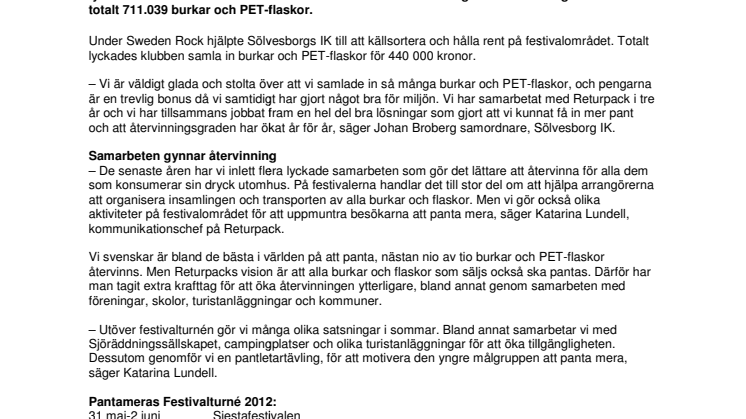 Lyckad miljösatsning på Sweden Rock