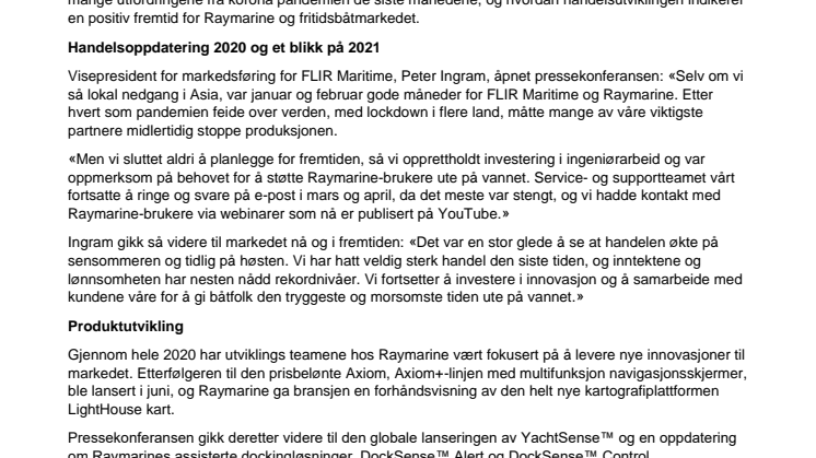 Raymarine pressekonferanse: Nyeste produktutviklinger og  Handelsoppdateringer for 2020 