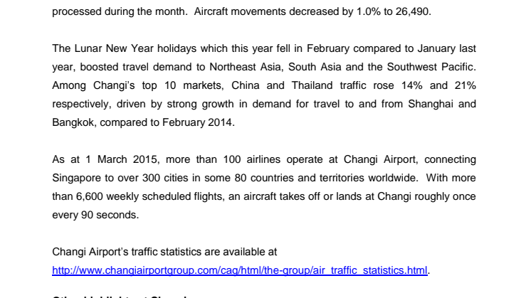 Operating Indicators for February 2015