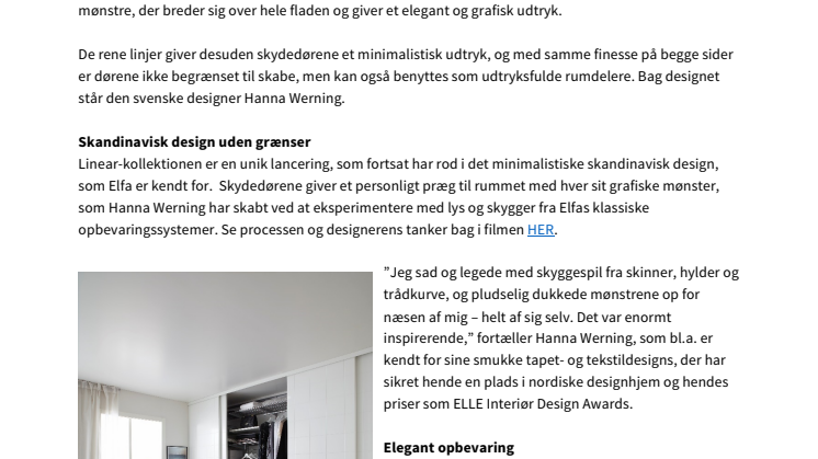 PRODUKTNYHED FRA ELFA 2016 Et ’kunstværk’ uden ramme