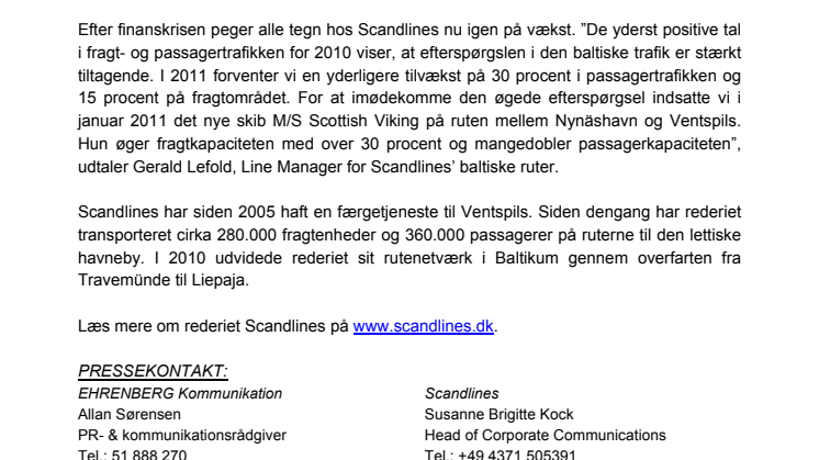 Stærk vækst for Scandlines’ baltiske trafik