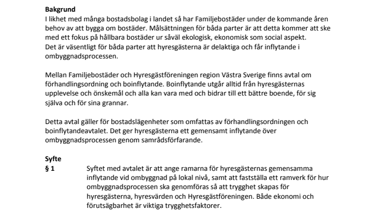 Avtal för inflytande vid ombyggnad