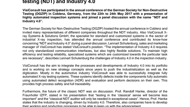 VisiConsult joined panel discussion about non-destructive testing (NDT) and Industry 4.0