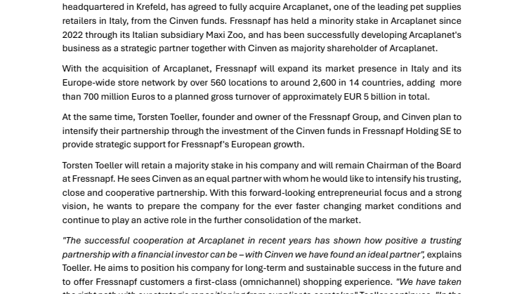 240704_press release - Fressnapf acquires Arcaplanet. Cinven becomes minority shareholder of Fressnapf Holding SE.pdf