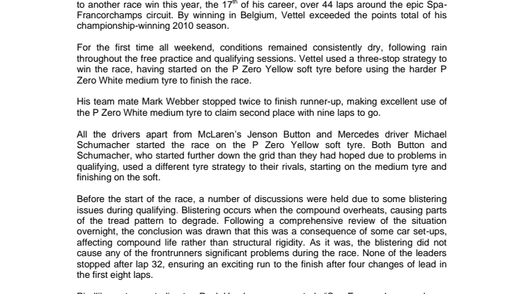 Pirellis Paul Hembery kommenterar Belgiens GP 2011
