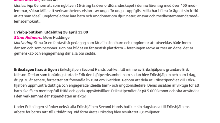 Danstränare och 4H-ledare får Eriksstipendiet i Stockholm