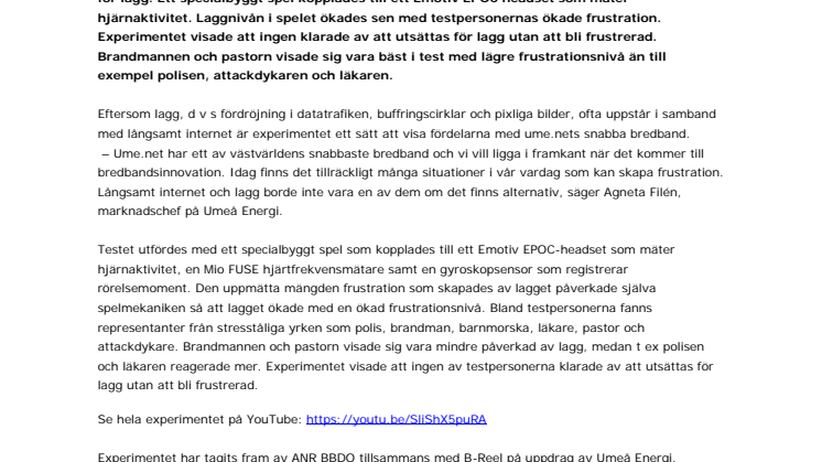 Ume.net testar laggfrustration i nytt experiment