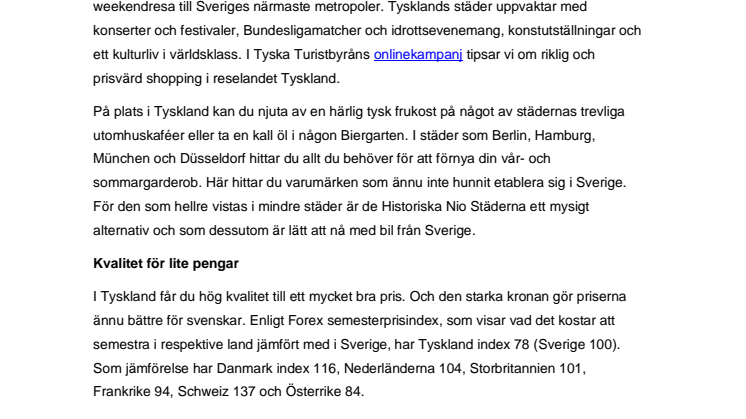 Prisvärd shoppingsemester i Tysklands storstäder
