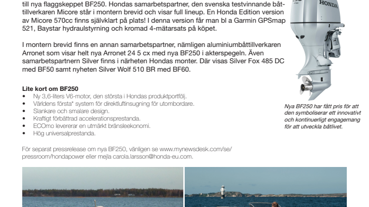 Allt för sjön-premiär för nya Honda BF250!