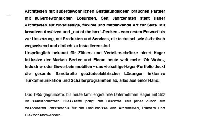 Thinking out of the box - Architektur neu denken mit Hager, Berker und Elcom