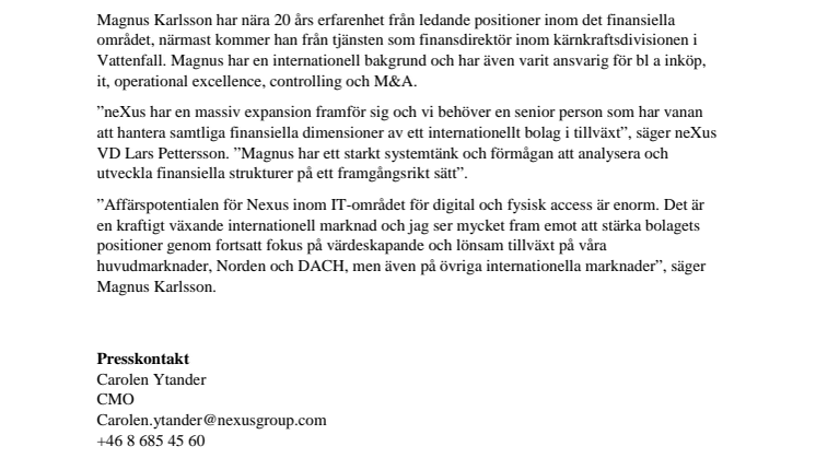 Ny CFO till neXus