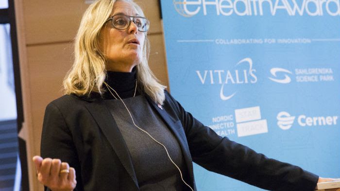 Statssekreterare Agneta Karlsson vid öppningen av eHealth Award. Foto: Emmy Jonsson.