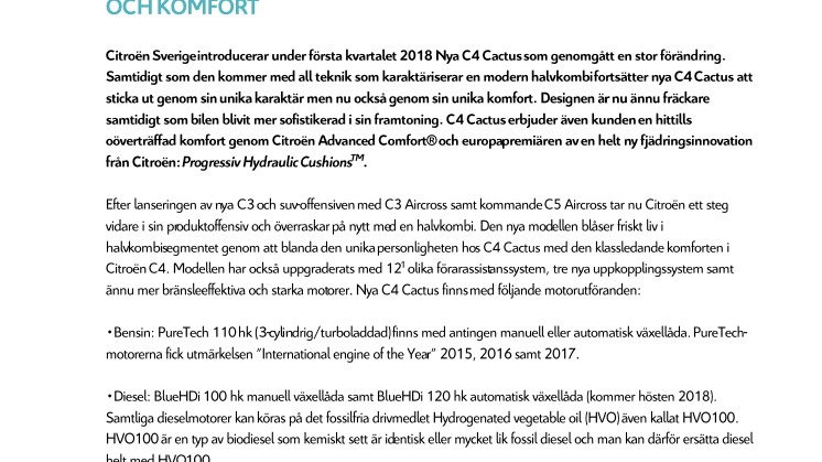 NYA C4 CACTUS - EN NY HALVKOMBI MED UNIK PERSONLIGHET OCH KOMFORT 