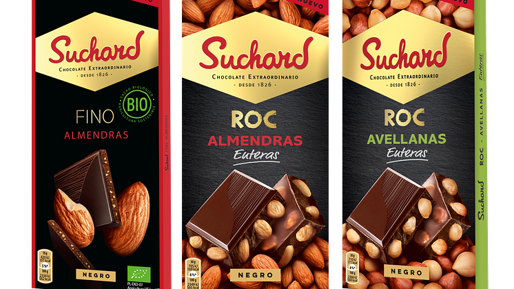 Suchard refuerza su apuesta por los frutos secos y el chocolate negro con tres nuevas variedades en sus gamas BIO y ROC