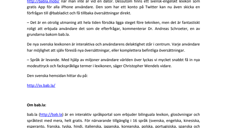 Babbla främmande språk med bab.la