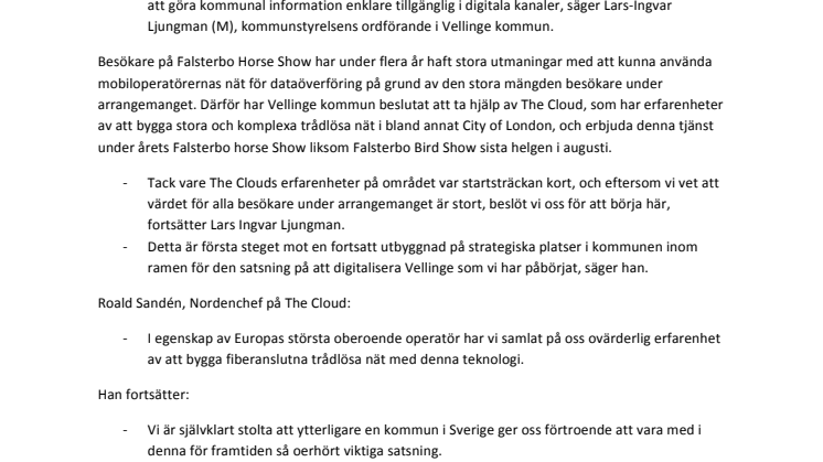 The Cloud och Vellinge kommun deltar i Falsterbo Horse Show med ett ”höghastighetsekipage”
